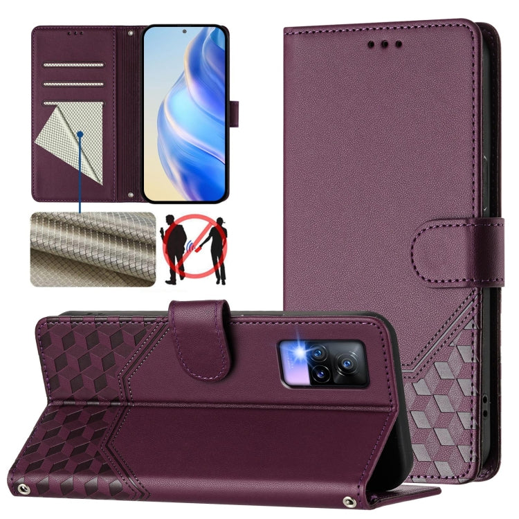 Honeycomb Embossing RFID Leather Phone Case, For vivo Y35 4G / Y22s 4G / Y22 4G Global, For vivo Y55s 2023 / Y75 5G Global, For vivo Y33s 4G / Y21 2021 / Y21s / Y21T, For vivo Y76 5G, For vivo V20 / Y73 2021, For vivo Y51a 2021 / Y33 4G 2021           ...