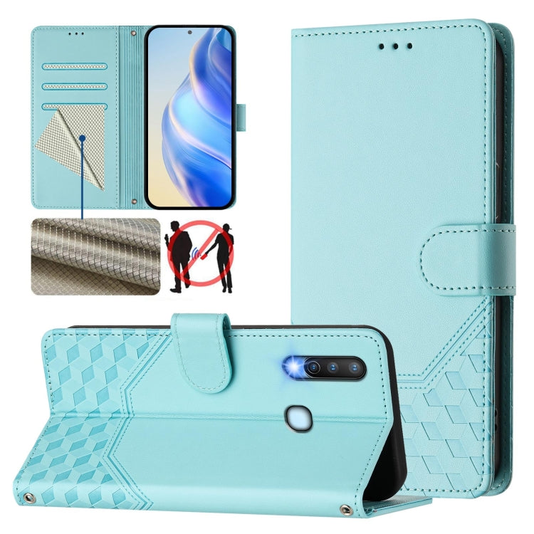 Honeycomb Embossing RFID Leather Phone Case, For vivo Y70s, For vivo Y17 / Y15 / Y12 / Y11, For vivo Y27 4G 2023 Global