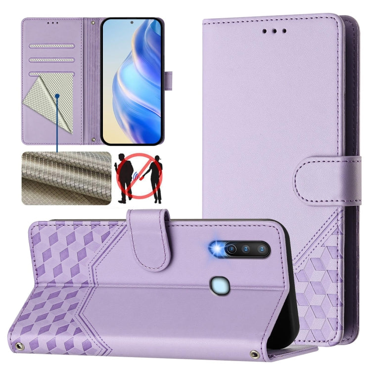 Honeycomb Embossing RFID Leather Phone Case, For vivo Y70s, For vivo Y17 / Y15 / Y12 / Y11, For vivo Y27 4G 2023 Global