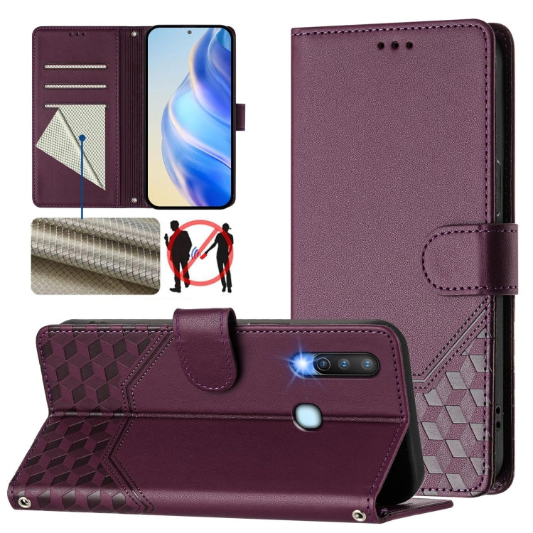 Honeycomb Embossing RFID Leather Phone Case, For vivo Y70s, For vivo Y17 / Y15 / Y12 / Y11, For vivo Y27 4G 2023 Global
