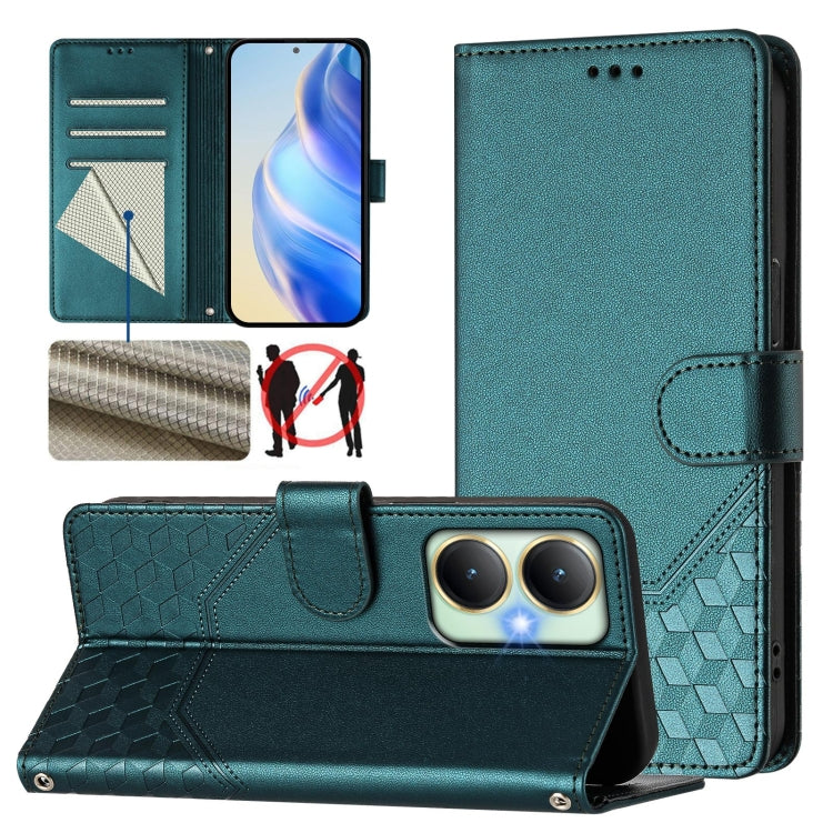 Honeycomb Embossing RFID Leather Phone Case, For vivo Y70s, For vivo Y17 / Y15 / Y12 / Y11, For vivo Y27 4G 2023 Global