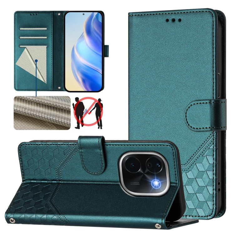 Honeycomb Embossing RFID Leather Phone Case, For vivo iQOO Z9s 5G / V40e 5G India, For vivo Y300 Pro, For vivo iQOO Z9s Pro 5G / T3 Pro 5G India, For vivo V40 Lite 5G / V30e 5G Global, For vivo S19 Pro, For vivo S19, For vivo Y28 4G, For vivo X100s 5G