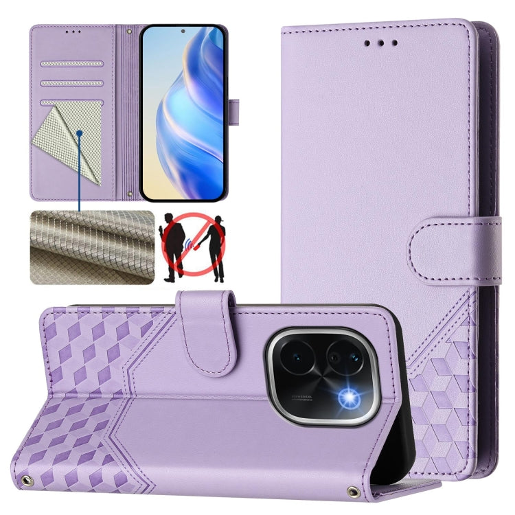 Honeycomb Embossing RFID Leather Phone Case, For vivo iQOO Z9s 5G / V40e 5G India, For vivo Y300 Pro, For vivo iQOO Z9s Pro 5G / T3 Pro 5G India, For vivo V40 Lite 5G / V30e 5G Global, For vivo S19 Pro, For vivo S19, For vivo Y28 4G, For vivo X100s 5G