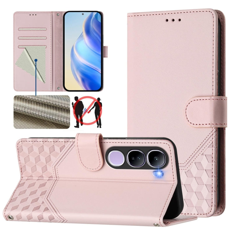 Honeycomb Embossing RFID Leather Phone Case, For vivo V50 Lite 5G, For vivo Y29s 5G / Y04 4G Global, For vivo Y29 4G Global, For vivo V50 5G Global, For vivo S20 5G, For vivo S20 Pro 5G, For vivo Y300 5G, For vivo V40 Lite 5G IDN