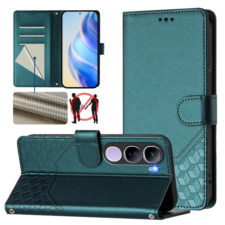 Honeycomb Embossing RFID Leather Phone Case, For vivo V50 Lite 5G, For vivo Y29s 5G / Y04 4G Global, For vivo Y29 4G Global, For vivo V50 5G Global, For vivo S20 5G, For vivo S20 Pro 5G, For vivo Y300 5G, For vivo V40 Lite 5G IDN