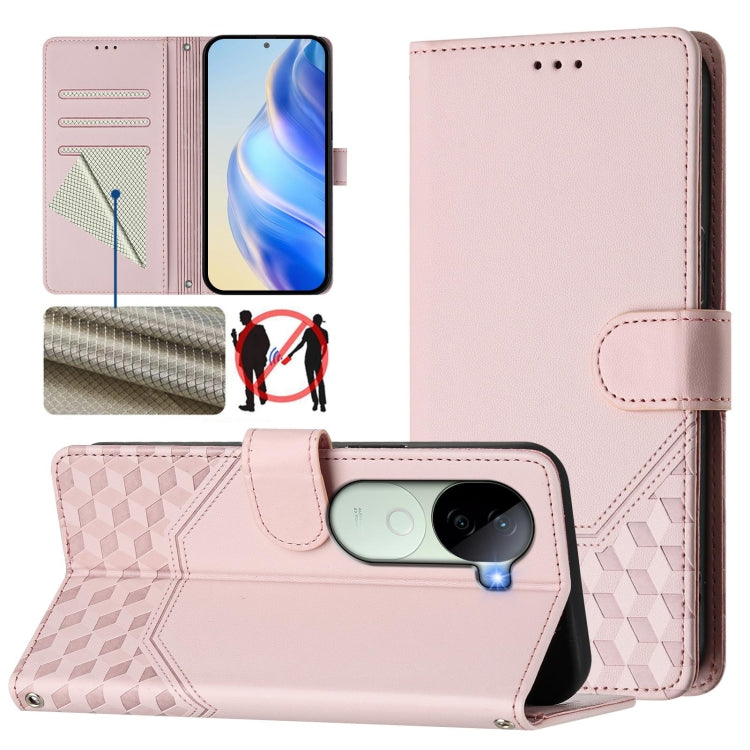 Honeycomb Embossing RFID Leather Phone Case, For vivo iQOO Z9s 5G / V40e 5G India, For vivo Y300 Pro, For vivo iQOO Z9s Pro 5G / T3 Pro 5G India, For vivo V40 Lite 5G / V30e 5G Global, For vivo S19 Pro, For vivo S19, For vivo Y28 4G, For vivo X100s 5G