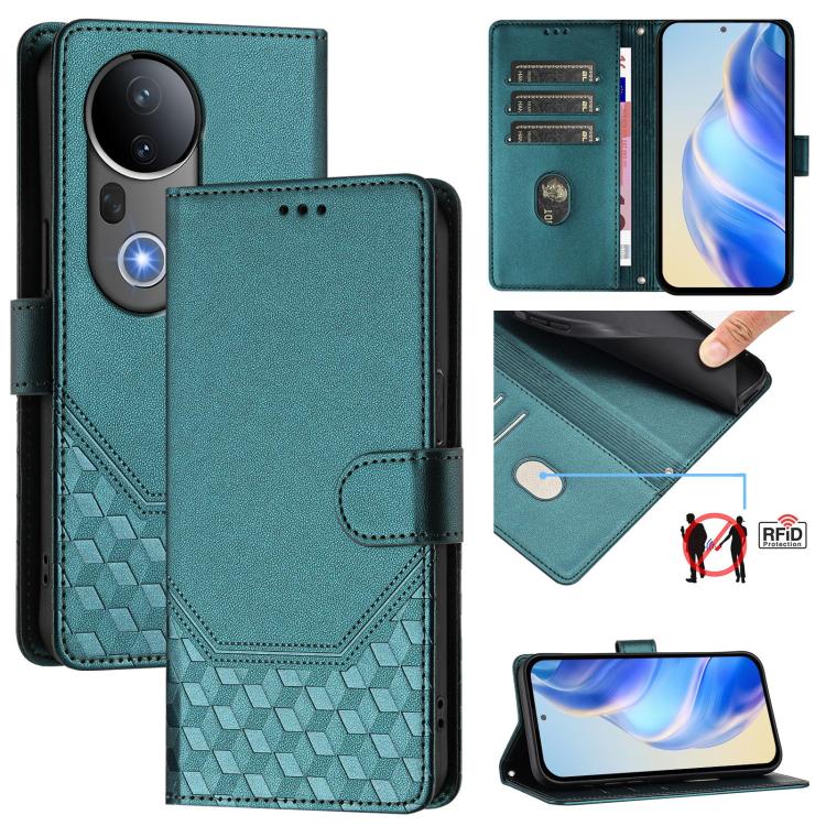 Honeycomb Embossing RFID Leather Phone Case, For vivo V50 Lite 5G, For vivo Y29s 5G / Y04 4G Global, For vivo Y29 4G Global, For vivo V50 5G Global, For vivo S20 5G, For vivo S20 Pro 5G, For vivo Y300 5G, For vivo V40 Lite 5G IDN