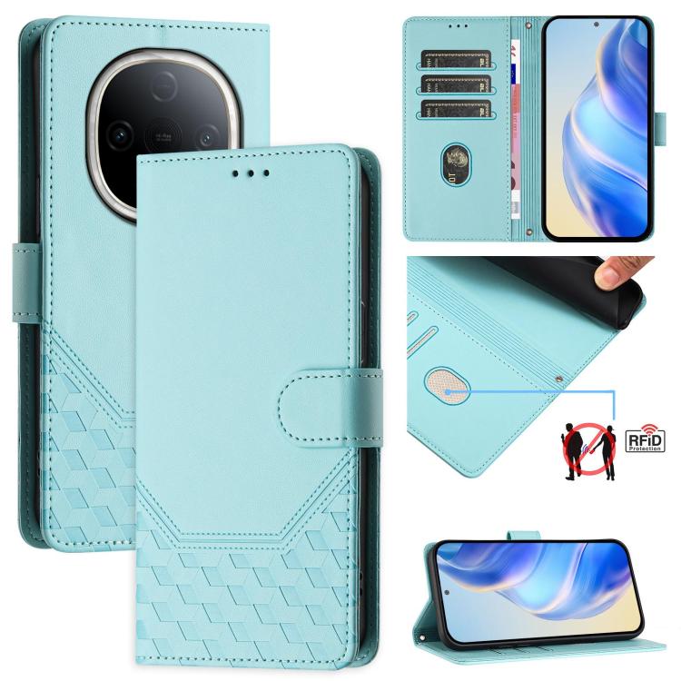 Honeycomb Embossing RFID Leather Phone Case, For vivo V50 Lite 5G, For vivo Y29s 5G / Y04 4G Global, For vivo Y29 4G Global, For vivo V50 5G Global, For vivo S20 5G, For vivo S20 Pro 5G, For vivo Y300 5G, For vivo V40 Lite 5G IDN