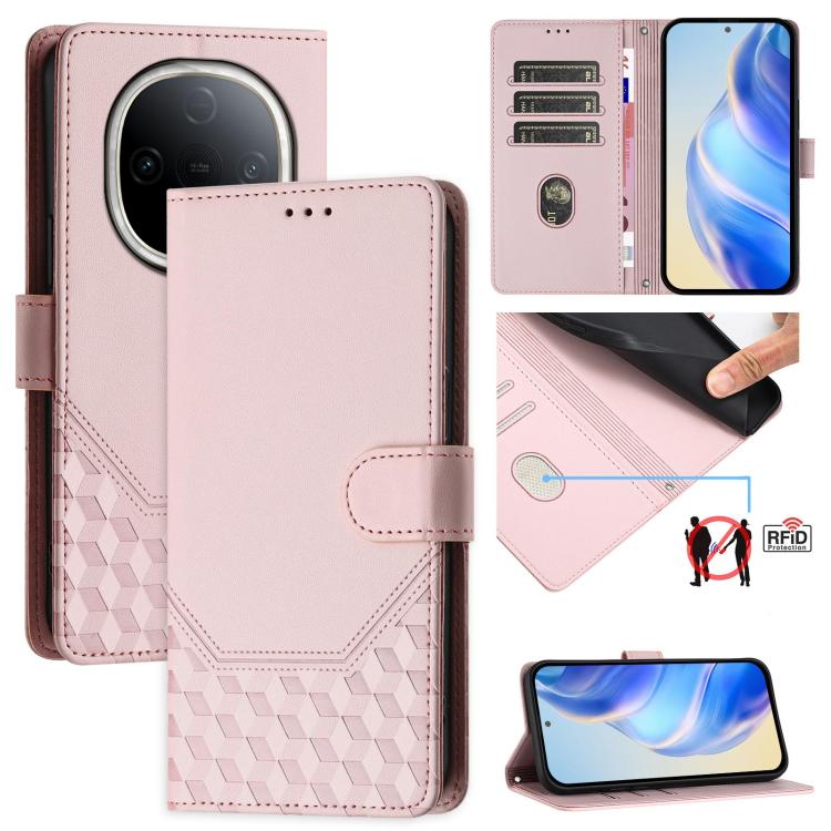 Honeycomb Embossing RFID Leather Phone Case, For vivo V50 Lite 5G, For vivo Y29s 5G / Y04 4G Global, For vivo Y29 4G Global, For vivo V50 5G Global, For vivo S20 5G, For vivo S20 Pro 5G, For vivo Y300 5G, For vivo V40 Lite 5G IDN