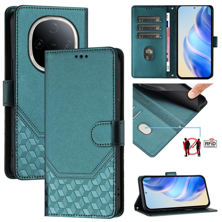 Honeycomb Embossing RFID Leather Phone Case, For vivo V50 Lite 5G, For vivo Y29s 5G / Y04 4G Global, For vivo Y29 4G Global, For vivo V50 5G Global, For vivo S20 5G, For vivo S20 Pro 5G, For vivo Y300 5G, For vivo V40 Lite 5G IDN