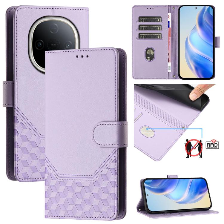 Honeycomb Embossing RFID Leather Phone Case, For vivo V50 Lite 5G, For vivo Y29s 5G / Y04 4G Global, For vivo Y29 4G Global, For vivo V50 5G Global, For vivo S20 5G, For vivo S20 Pro 5G, For vivo Y300 5G, For vivo V40 Lite 5G IDN