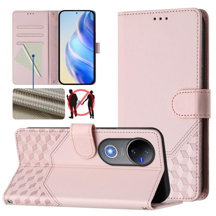 Honeycomb Embossing RFID Leather Phone Case, For vivo V50 Lite 5G, For vivo Y29s 5G / Y04 4G Global, For vivo Y29 4G Global, For vivo V50 5G Global, For vivo S20 5G, For vivo S20 Pro 5G, For vivo Y300 5G, For vivo V40 Lite 5G IDN