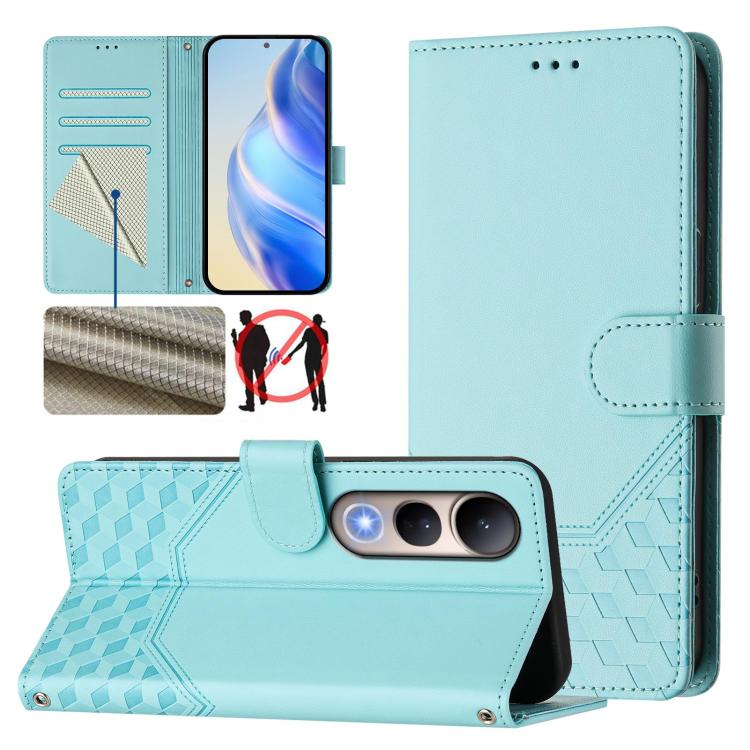 Honeycomb Embossing RFID Leather Phone Case, For vivo V50 Lite 5G, For vivo Y29s 5G / Y04 4G Global, For vivo Y29 4G Global, For vivo V50 5G Global, For vivo S20 5G, For vivo S20 Pro 5G, For vivo Y300 5G, For vivo V40 Lite 5G IDN
