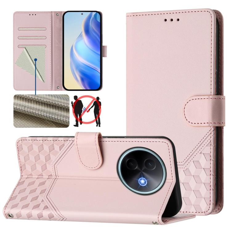 Honeycomb Embossing RFID Leather Phone Case, For vivo V60 Lite 5G Global, For vivo Y400 5G Global, For vivo Y400 4G, For vivo V60 5G Global, For vivo S30 Pro mini, For vivo S30, For vivo X200s 5G, For vivo Y39 5G Global