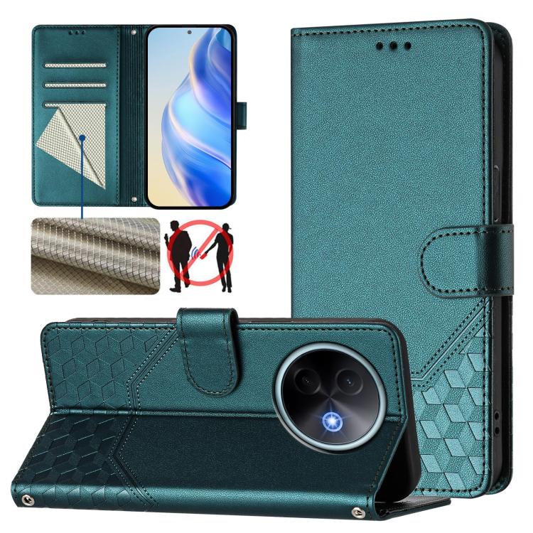 Honeycomb Embossing RFID Leather Phone Case, For vivo V60 Lite 5G Global, For vivo Y400 5G Global, For vivo Y400 4G, For vivo V60 5G Global, For vivo S30 Pro mini, For vivo S30, For vivo X200s 5G, For vivo Y39 5G Global