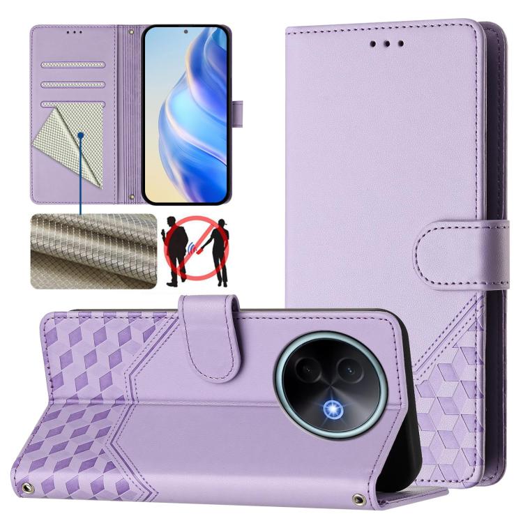 Honeycomb Embossing RFID Leather Phone Case, For vivo V60 Lite 5G Global, For vivo Y400 5G Global, For vivo Y400 4G, For vivo V60 5G Global, For vivo S30 Pro mini, For vivo S30, For vivo X200s 5G, For vivo Y39 5G Global