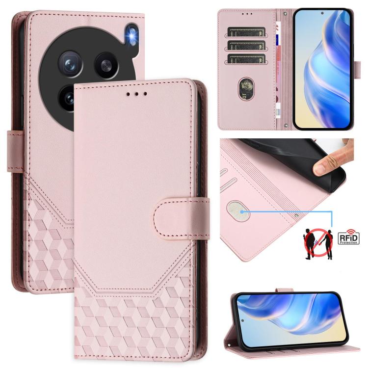 Honeycomb Embossing RFID Leather Phone Case, For vivo V60 Lite 5G Global, For vivo Y400 5G Global, For vivo Y400 4G, For vivo V60 5G Global, For vivo S30 Pro mini, For vivo S30, For vivo X200s 5G, For vivo Y39 5G Global