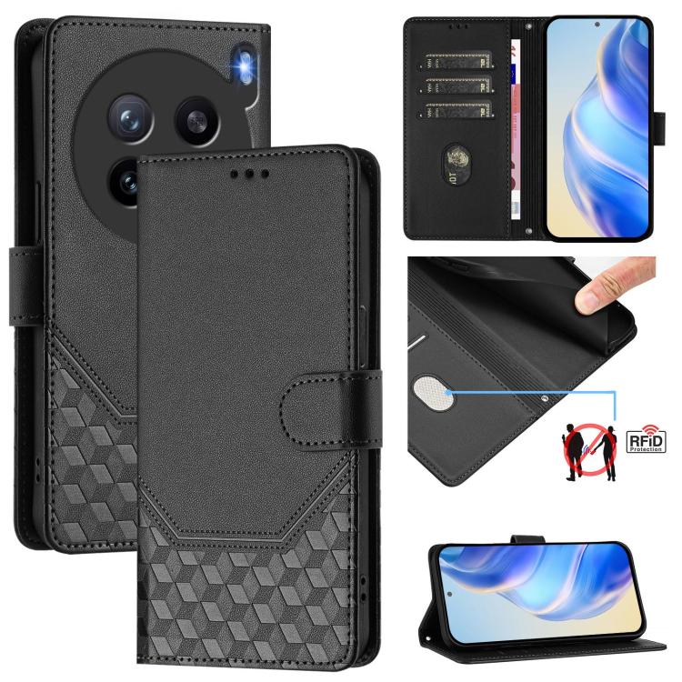 Honeycomb Embossing RFID Leather Phone Case, For vivo V60 Lite 5G Global, For vivo Y400 5G Global, For vivo Y400 4G, For vivo V60 5G Global, For vivo S30 Pro mini, For vivo S30, For vivo X200s 5G, For vivo Y39 5G Global