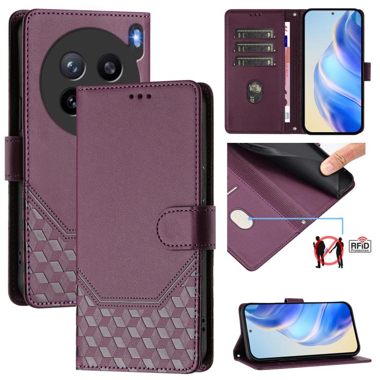 Honeycomb Embossing RFID Leather Phone Case, For vivo V60 Lite 5G Global, For vivo Y400 5G Global, For vivo Y400 4G, For vivo V60 5G Global, For vivo S30 Pro mini, For vivo S30, For vivo X200s 5G, For vivo Y39 5G Global