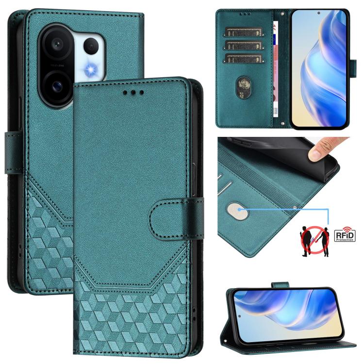 Honeycomb Embossing RFID Leather Phone Case, For vivo V60 Lite 5G Global, For vivo Y400 5G Global, For vivo Y400 4G, For vivo V60 5G Global, For vivo S30 Pro mini, For vivo S30, For vivo X200s 5G, For vivo Y39 5G Global