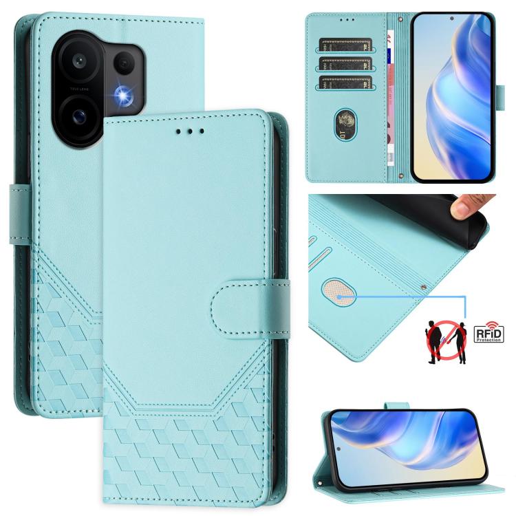 Honeycomb Embossing RFID Leather Phone Case, For vivo V60 Lite 5G Global, For vivo Y400 5G Global, For vivo Y400 4G, For vivo V60 5G Global, For vivo S30 Pro mini, For vivo S30, For vivo X200s 5G, For vivo Y39 5G Global