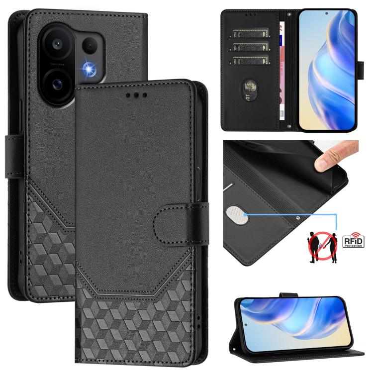 Honeycomb Embossing RFID Leather Phone Case, For vivo V60 Lite 5G Global, For vivo Y400 5G Global, For vivo Y400 4G, For vivo V60 5G Global, For vivo S30 Pro mini, For vivo S30, For vivo X200s 5G, For vivo Y39 5G Global
