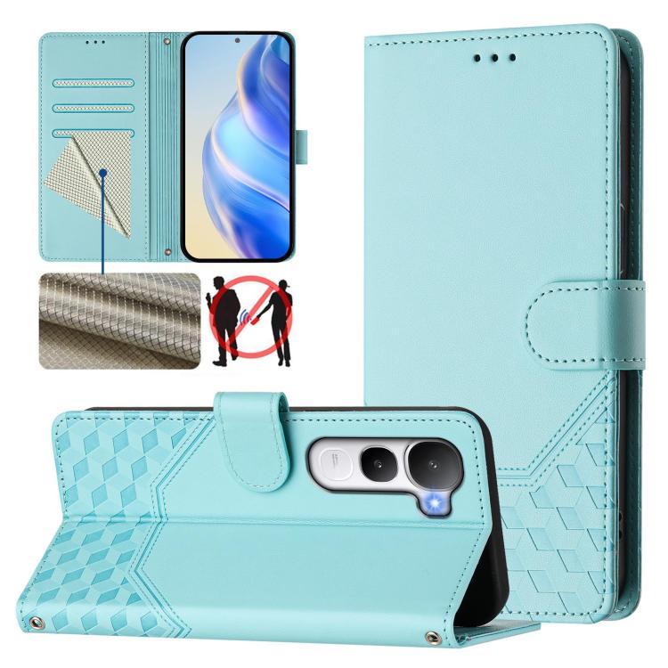 Honeycomb Embossing RFID Leather Phone Case, For vivo V60 Lite 5G Global, For vivo Y400 5G Global, For vivo Y400 4G, For vivo V60 5G Global, For vivo S30 Pro mini, For vivo S30, For vivo X200s 5G, For vivo Y39 5G Global