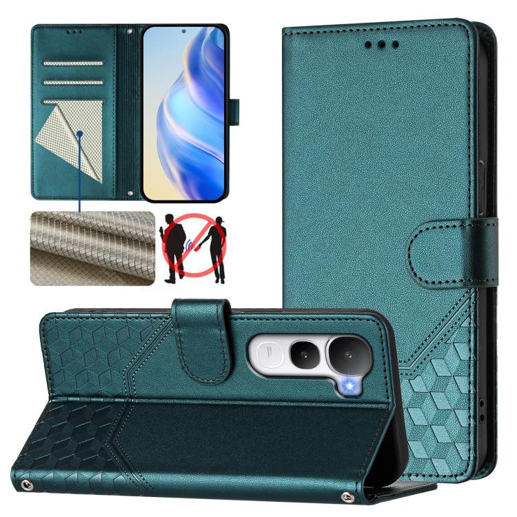 Honeycomb Embossing RFID Leather Phone Case, For vivo V60 Lite 5G Global, For vivo Y400 5G Global, For vivo Y400 4G, For vivo V60 5G Global, For vivo S30 Pro mini, For vivo S30, For vivo X200s 5G, For vivo Y39 5G Global