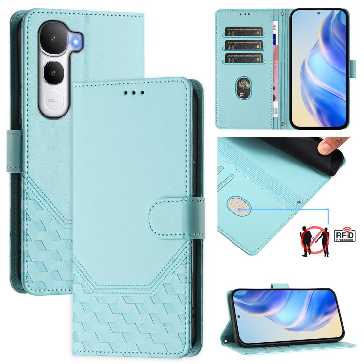 Honeycomb Embossing RFID Leather Phone Case, For vivo V60 Lite 5G Global, For vivo Y400 5G Global, For vivo Y400 4G, For vivo V60 5G Global, For vivo S30 Pro mini, For vivo S30, For vivo X200s 5G, For vivo Y39 5G Global