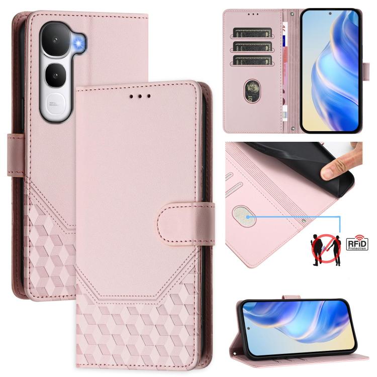 Honeycomb Embossing RFID Leather Phone Case, For vivo V60 Lite 5G Global, For vivo Y400 5G Global, For vivo Y400 4G, For vivo V60 5G Global, For vivo S30 Pro mini, For vivo S30, For vivo X200s 5G, For vivo Y39 5G Global