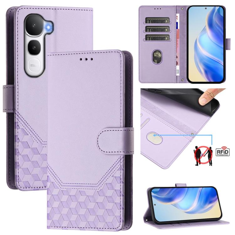 Honeycomb Embossing RFID Leather Phone Case, For vivo V60 Lite 5G Global, For vivo Y400 5G Global, For vivo Y400 4G, For vivo V60 5G Global, For vivo S30 Pro mini, For vivo S30, For vivo X200s 5G, For vivo Y39 5G Global