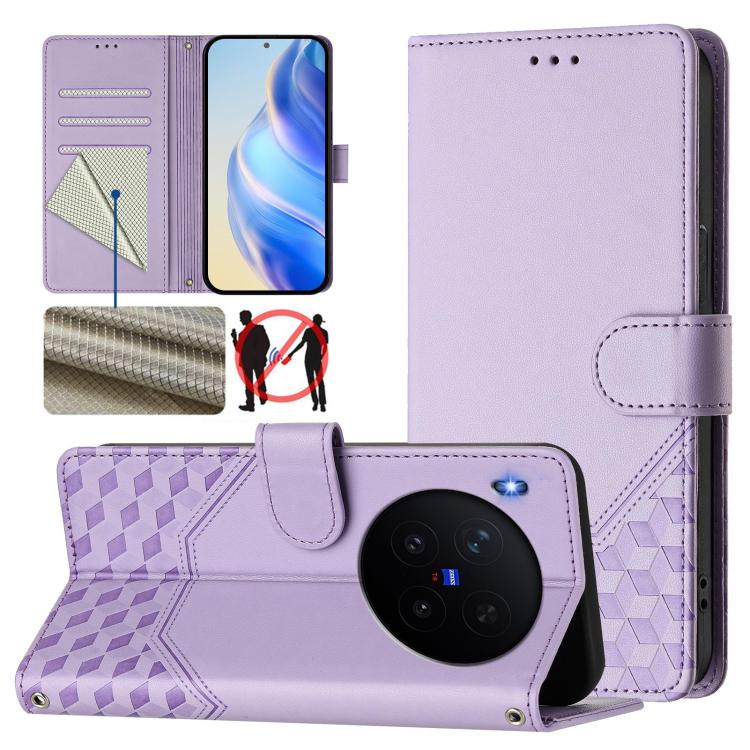 Honeycomb Embossing RFID Leather Phone Case, For vivo X300 FE / S50 Pro mini 5G, For vivo X300s, For vivo Y21 5G 2026 / Y05 4G, For vivo V70 FE 5G, For vivo X300 Ultra, For vivo X300 Pro 5G, For vivo X300 5G, For vivo Y31 5G Global