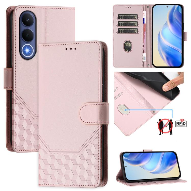 Honeycomb Embossing RFID Leather Phone Case, For vivo X300 FE / S50 Pro mini 5G, For vivo X300s, For vivo Y21 5G 2026 / Y05 4G, For vivo V70 FE 5G, For vivo X300 Ultra, For vivo X300 Pro 5G, For vivo X300 5G, For vivo Y31 5G Global