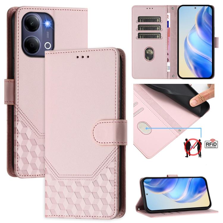 Honeycomb Embossing RFID Leather Phone Case, For vivo X300 FE / S50 Pro mini 5G, For vivo X300s, For vivo Y21 5G 2026 / Y05 4G, For vivo V70 FE 5G, For vivo X300 Ultra, For vivo X300 Pro 5G, For vivo X300 5G, For vivo Y31 5G Global
