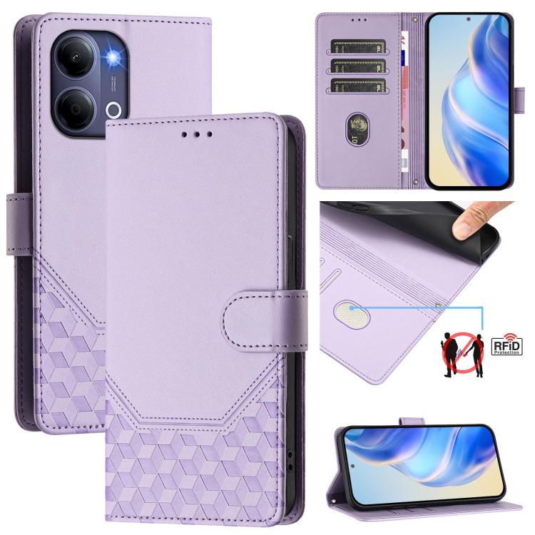 Honeycomb Embossing RFID Leather Phone Case, For vivo X300 FE / S50 Pro mini 5G, For vivo X300s, For vivo Y21 5G 2026 / Y05 4G, For vivo V70 FE 5G, For vivo X300 Ultra, For vivo X300 Pro 5G, For vivo X300 5G, For vivo Y31 5G Global