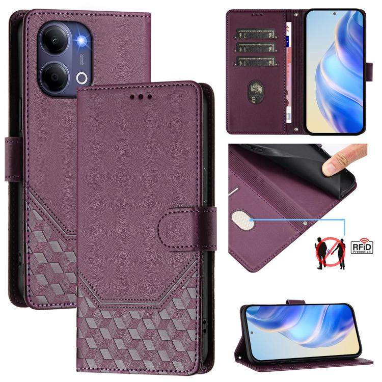 Honeycomb Embossing RFID Leather Phone Case, For vivo X300 FE / S50 Pro mini 5G, For vivo X300s, For vivo Y21 5G 2026 / Y05 4G, For vivo V70 FE 5G, For vivo X300 Ultra, For vivo X300 Pro 5G, For vivo X300 5G, For vivo Y31 5G Global