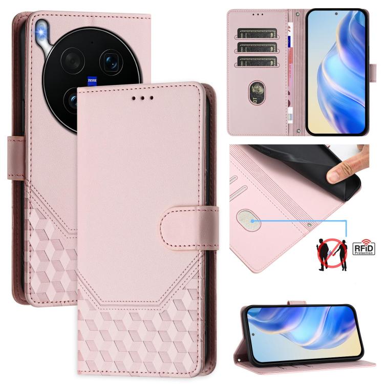 Honeycomb Embossing RFID Leather Phone Case, For vivo X300 FE / S50 Pro mini 5G, For vivo X300s, For vivo Y21 5G 2026 / Y05 4G, For vivo V70 FE 5G, For vivo X300 Ultra, For vivo X300 Pro 5G, For vivo X300 5G, For vivo Y31 5G Global