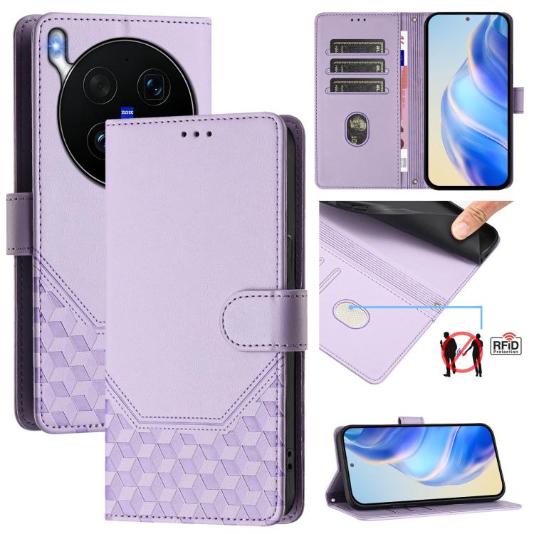 Honeycomb Embossing RFID Leather Phone Case, For vivo X300 FE / S50 Pro mini 5G, For vivo X300s, For vivo Y21 5G 2026 / Y05 4G, For vivo V70 FE 5G, For vivo X300 Ultra, For vivo X300 Pro 5G, For vivo X300 5G, For vivo Y31 5G Global