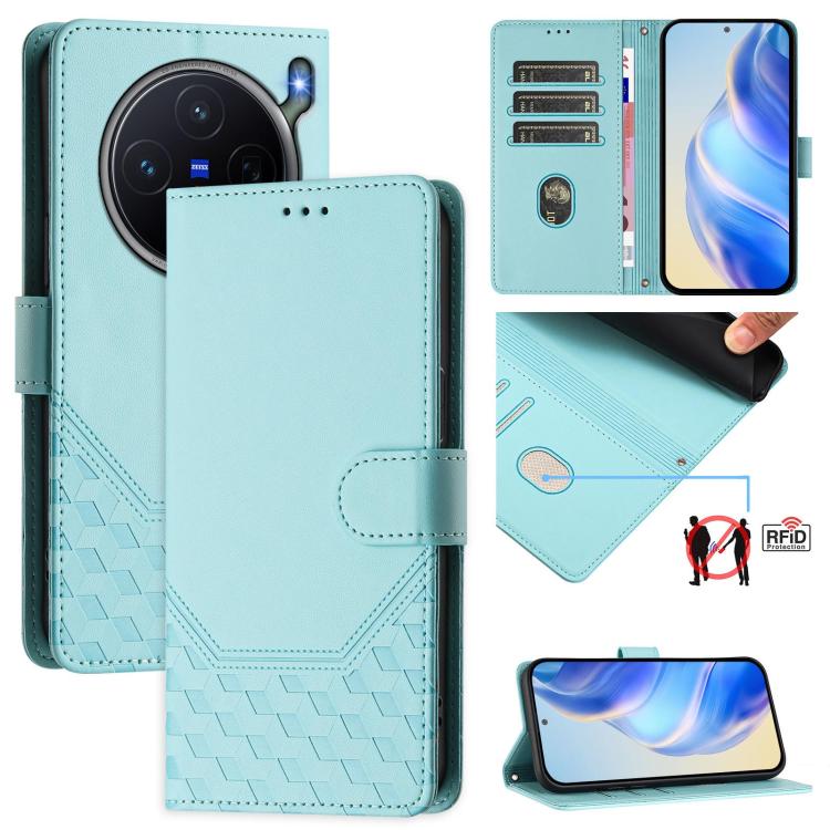 Honeycomb Embossing RFID Leather Phone Case, For vivo X300 FE / S50 Pro mini 5G, For vivo X300s, For vivo Y21 5G 2026 / Y05 4G, For vivo V70 FE 5G, For vivo X300 Ultra, For vivo X300 Pro 5G, For vivo X300 5G, For vivo Y31 5G Global
