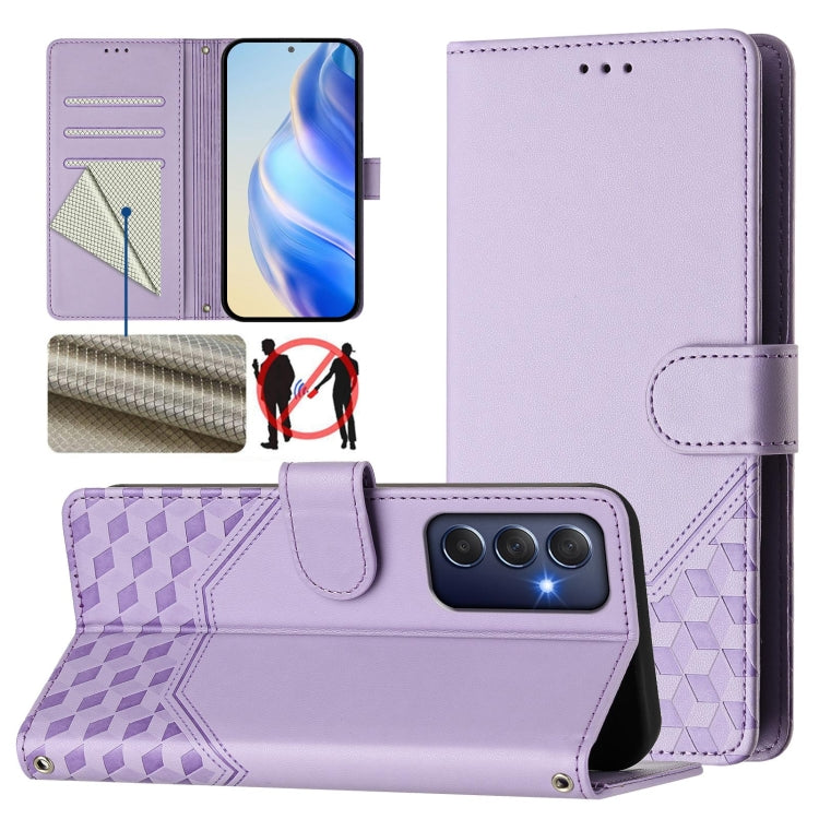 Honeycomb Embossing RFID Leather Phone Case, For Samsung Galaxy M56 5G, For Samsung Galaxy F16 5G / M16 5G Global, For Samsung Galaxy F06 5G / M06 5G, For Samsung Galaxy M55 / C55 5G, For Samsung Galaxy M15 5G / F15 5G, For Samsung Galaxy M34 5G / F34 ...