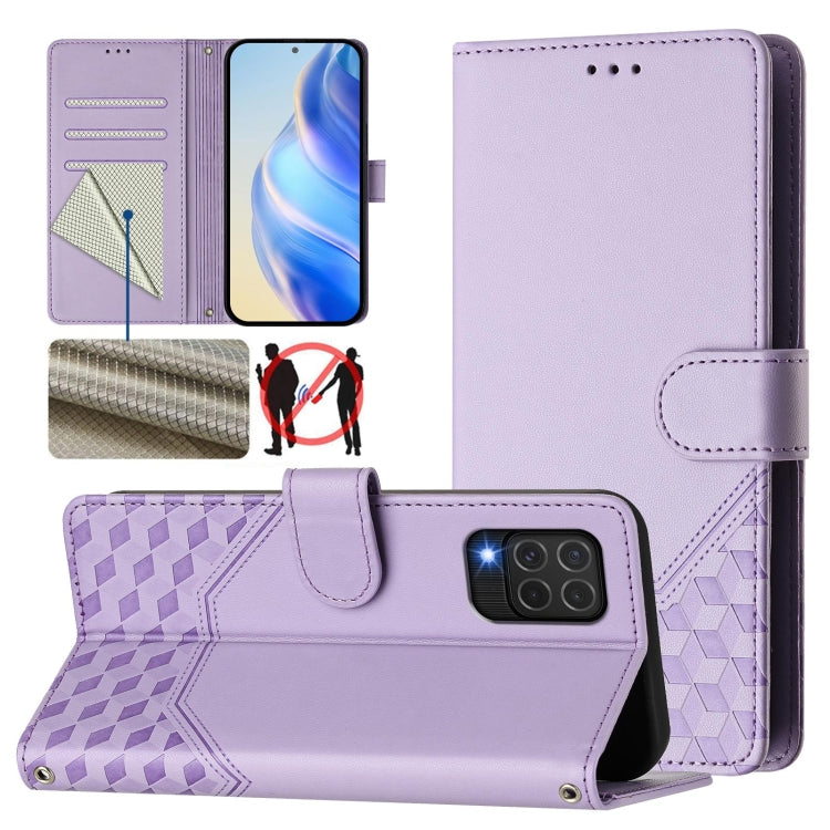 Honeycomb Embossing RFID Leather Phone Case, For Samsung Galaxy M14 5G, For Samsung Galaxy M53 5G, For Samsung Galaxy M33 5G, For Samsung Galaxy M52, For Samsung Galaxy M32 4G / M22, For Samsung Galaxy M62 / F62 4G