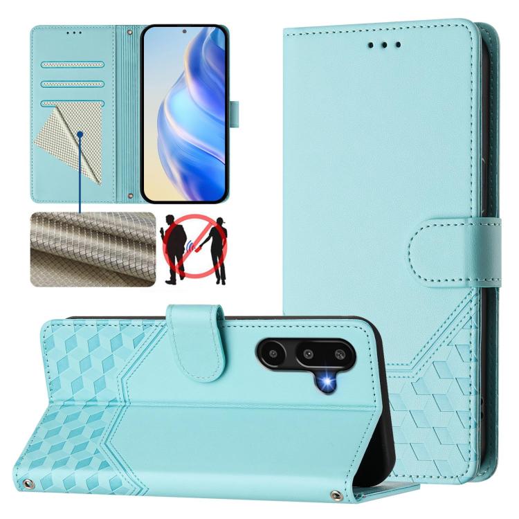 Honeycomb Embossing RFID Leather Phone Case, For Samsung Galaxy M56 5G, For Samsung Galaxy F16 5G / M16 5G Global, For Samsung Galaxy F06 5G / M06 5G, For Samsung Galaxy M55 / C55 5G, For Samsung Galaxy M15 5G / F15 5G, For Samsung Galaxy M34 5G / F34 ...
