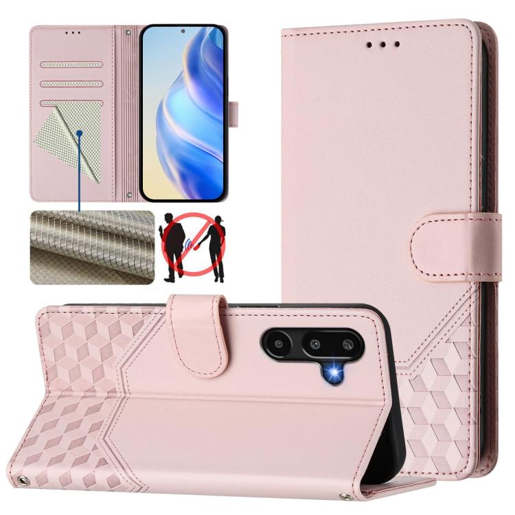 Honeycomb Embossing RFID Leather Phone Case, For Samsung Galaxy M56 5G, For Samsung Galaxy F16 5G / M16 5G Global, For Samsung Galaxy F06 5G / M06 5G, For Samsung Galaxy M55 / C55 5G, For Samsung Galaxy M15 5G / F15 5G, For Samsung Galaxy M34 5G / F34 ...
