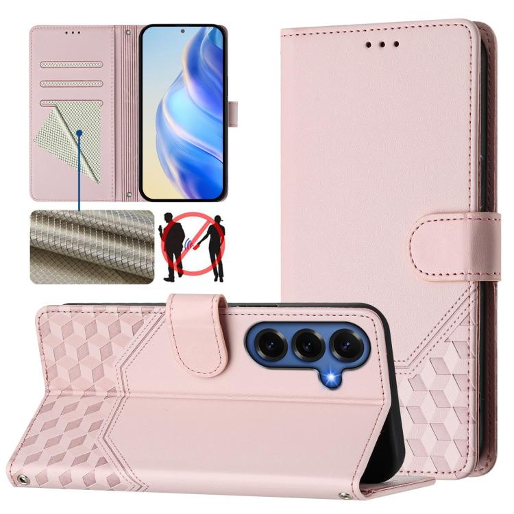 Honeycomb Embossing RFID Leather Phone Case, For Galaxy S26 FE 5G, For Samsung Galaxy S26+ 5G, For Samsung Galaxy S26 Edge 5G, For Samsung Galaxy S26 Ultra 5G, For Samsung Galaxy S26 5G, For Samsung Galaxy S25 Edge 5G, For Samsung Galaxy S25 5G        ...