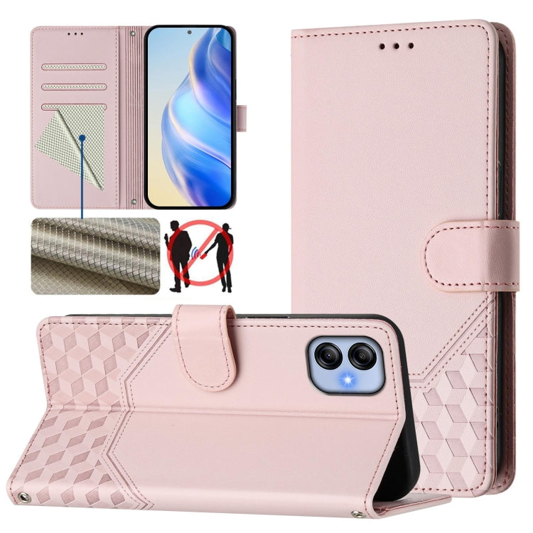 Honeycomb Embossing RFID Leather Phone Case, For Samsung Galaxy A24 4G Global, For Samsung Galaxy A23 5G / 4G / M23 5G, For Samsung Galaxy A04e / F04 / M04, For Samsung Galaxy A14 5G / 4G, For Samsung Galaxy A34 5G, For Samsung Galaxy A54 5G           ...