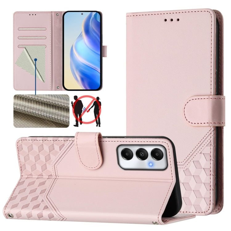 Honeycomb Embossing RFID Leather Phone Case, For Samsung Galaxy A06, For Samsung Galaxy XCover7 Pro, For Samsung Galaxy A15 5G / 4G, For Samsung Galaxy A55 5G Global, For Samsung Galaxy A35 5G, For Samsung Galaxy A05 4G Global                          ...