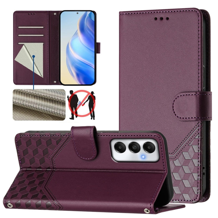 Honeycomb Embossing RFID Leather Phone Case, For Samsung Galaxy A06, For Samsung Galaxy XCover7 Pro, For Samsung Galaxy A15 5G / 4G, For Samsung Galaxy A55 5G Global, For Samsung Galaxy A35 5G, For Samsung Galaxy A05 4G Global                          ...