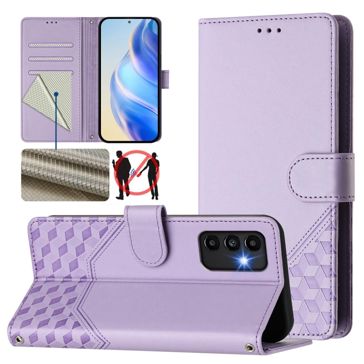 Honeycomb Embossing RFID Leather Phone Case, For Samsung Galaxy A24 4G Global, For Samsung Galaxy A23 5G / 4G / M23 5G, For Samsung Galaxy A04e / F04 / M04, For Samsung Galaxy A14 5G / 4G, For Samsung Galaxy A34 5G, For Samsung Galaxy A54 5G           ...