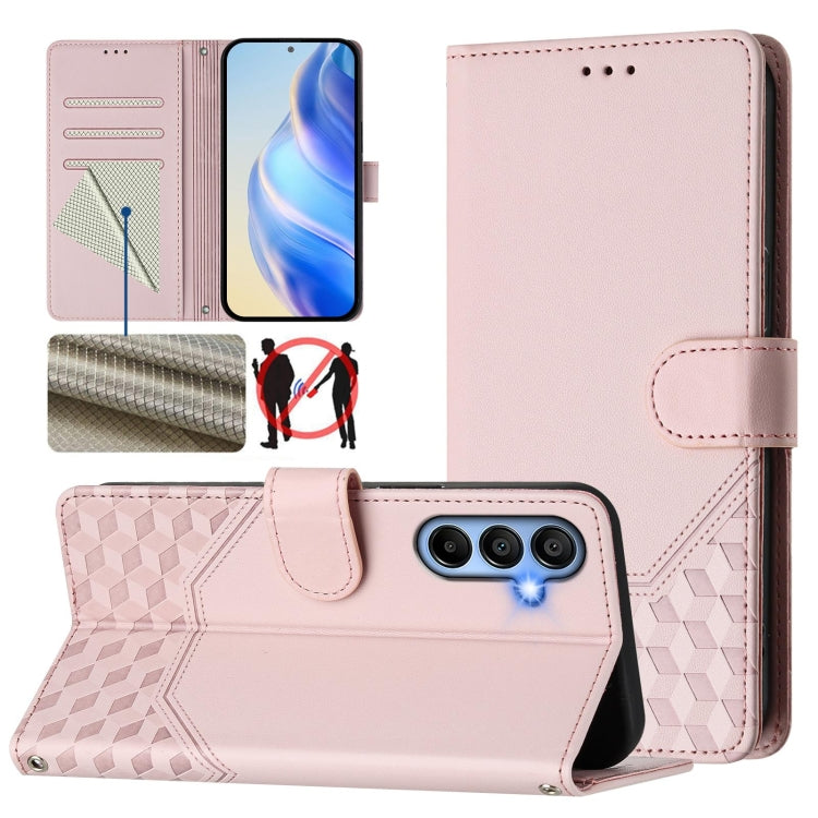 Honeycomb Embossing RFID Leather Phone Case, For Samsung Galaxy A06, For Samsung Galaxy XCover7 Pro, For Samsung Galaxy A15 5G / 4G, For Samsung Galaxy A55 5G Global, For Samsung Galaxy A35 5G, For Samsung Galaxy A05 4G Global                          ...