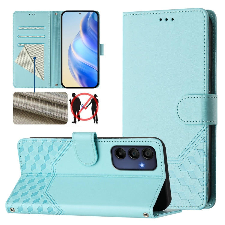Honeycomb Embossing RFID Leather Phone Case, For Galaxy A27 5G, For Samsung Galaxy A17 4G, For Samsung Galaxy A07 4G, For Samsung Galaxy A06 5G / 4G, For Samsung Galaxy A56 5G, For Samsung Galaxy A26, For Samsung Galaxy A36, For Samsung Galaxy A16